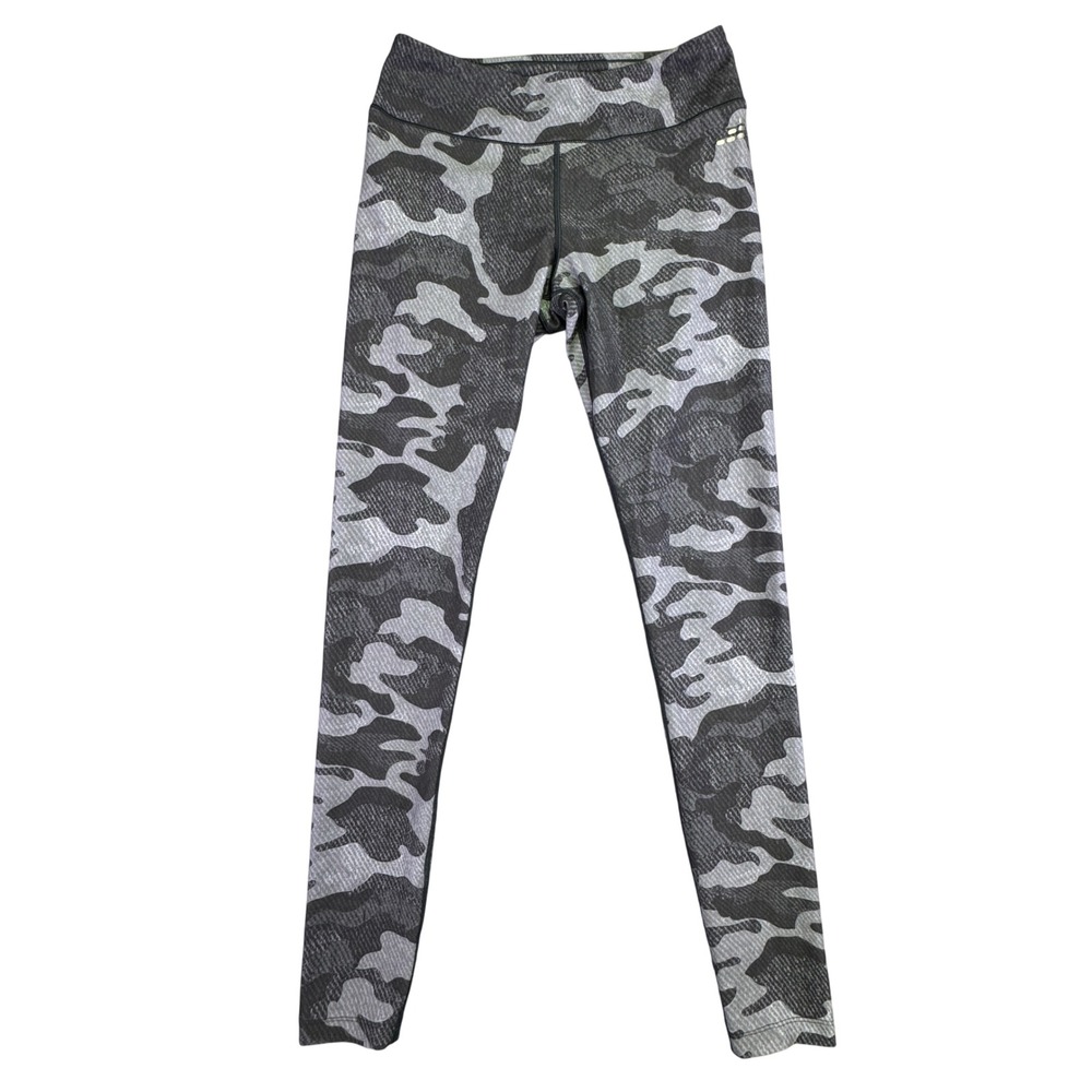 BCG Womens Grey Black Camouflage Athletic Leggings Size Small Camo Active Tights